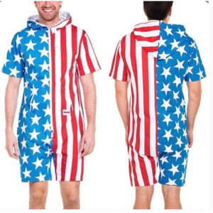 Tipsy Elves  Short Sleeve Jumpsuit 4th of July Romper MSRP $70 Men's L